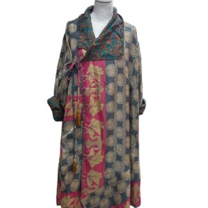 Kimono in seta sari reversibile con laccio laterale t.u.