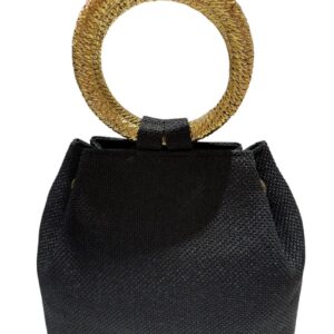 Borsa con anello in metallo in tessuto e tracolla